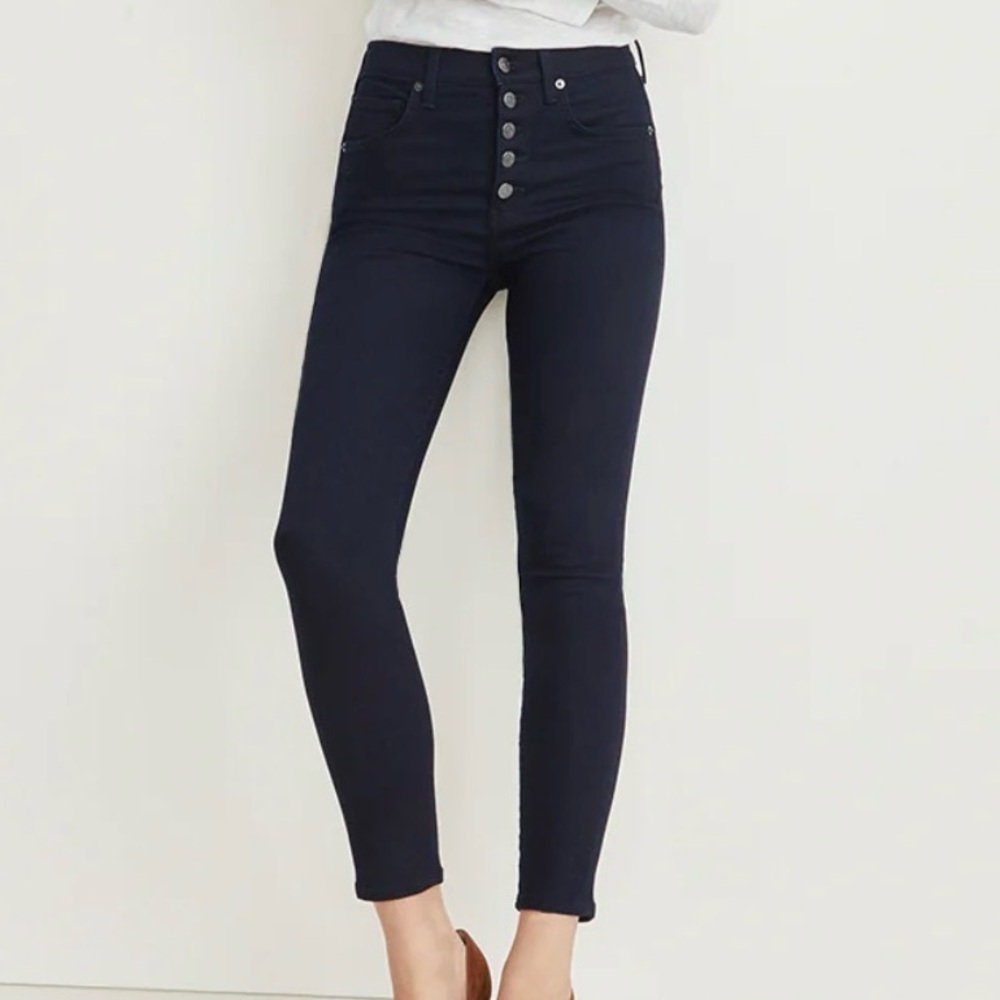 VERONICA BEARD JEANS DEBBIE ANKLE DARK EXPOSED BUTTON FLY SKINNY JEANS SZ 28/6
